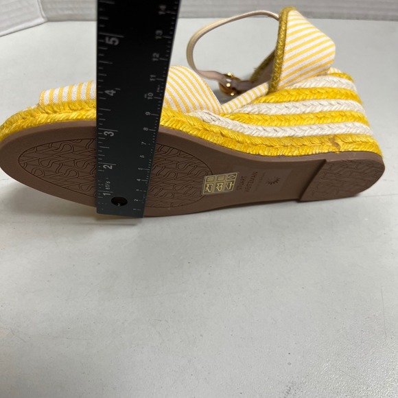 STUART WEITZMAN Minela Striped Wedge Espadrille Yellow White Size 6.5 SEE DESCR - Picture 6 of 15